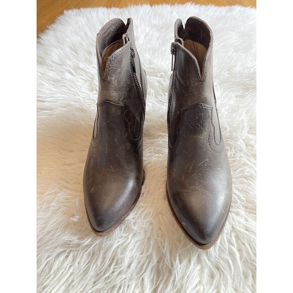 Frye Size 6 Renee Brown Gray Seam Distressed Burnished Leather NWOB Cowgirl Core - Picture 3 of 16